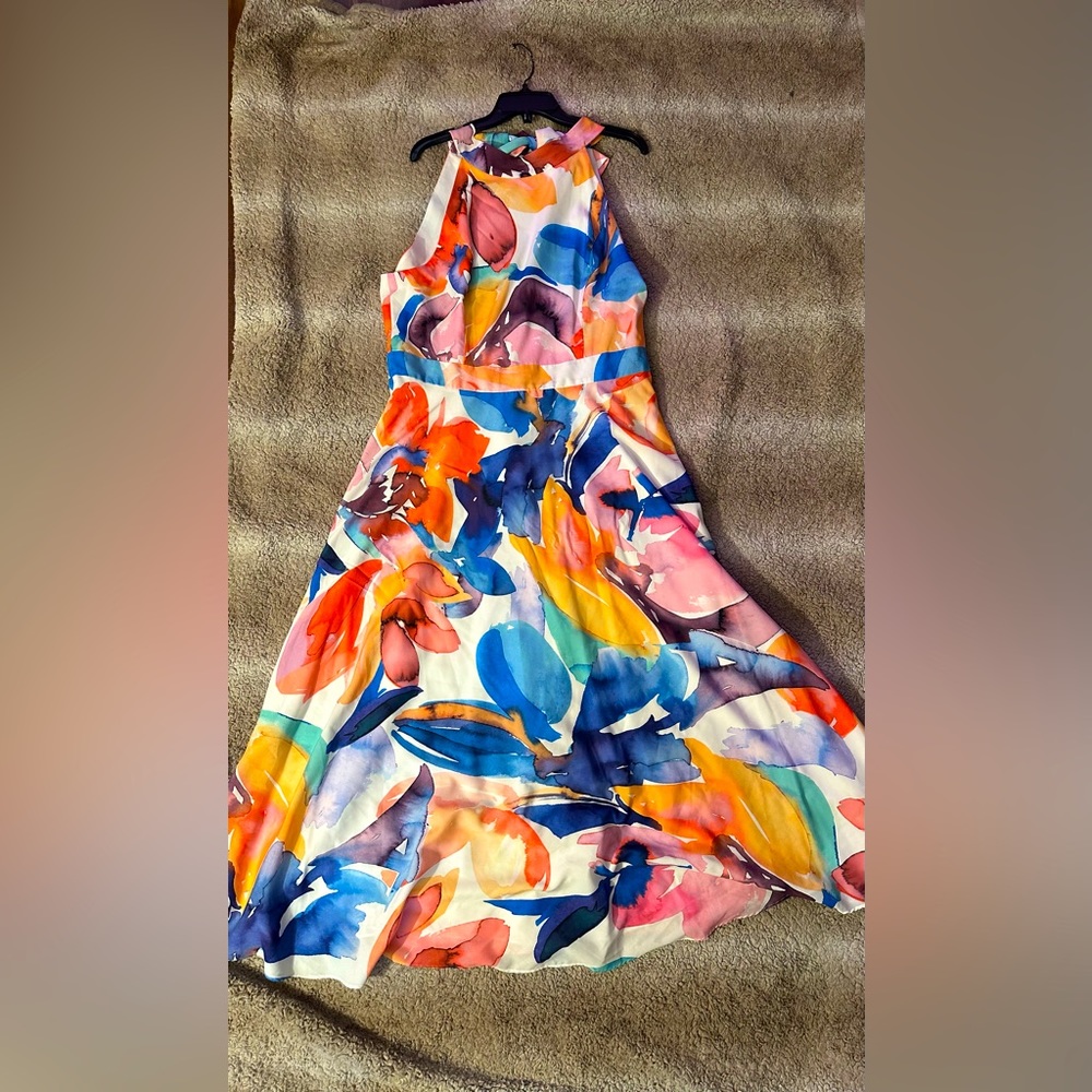 Tahari Arthur S. Levine Dress ‘Ivory Coral Floral’ size 16